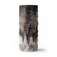 image of a tubular neck gaiter. the design mimics what might be seen on a depth finder and features four colors (coal, putty, cedar, dune)