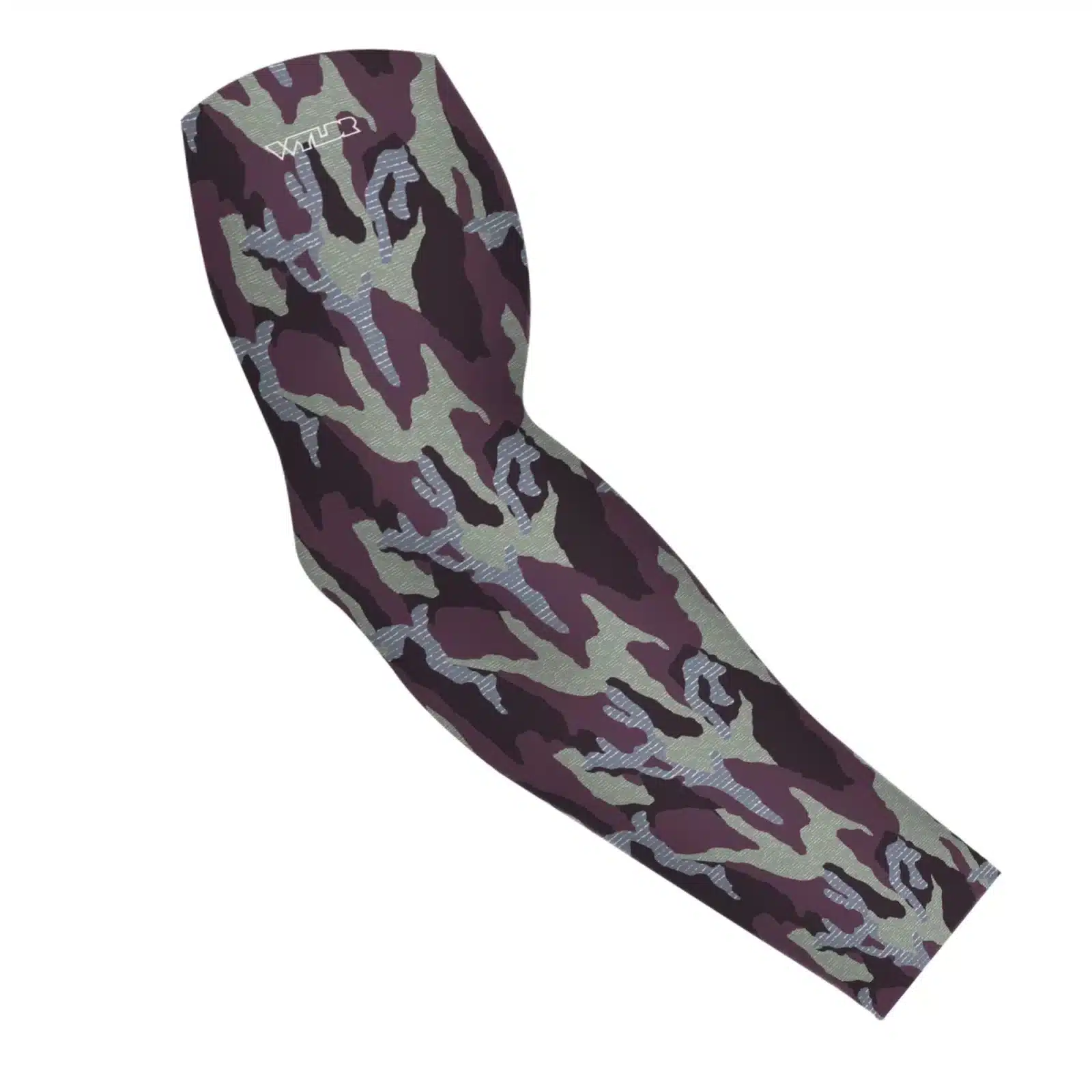 an image of an arm sleeve in a camo pattern. inspired by current military camo, this takes that design and adds lined texture to some of the colors. featuring vine and lake color variants