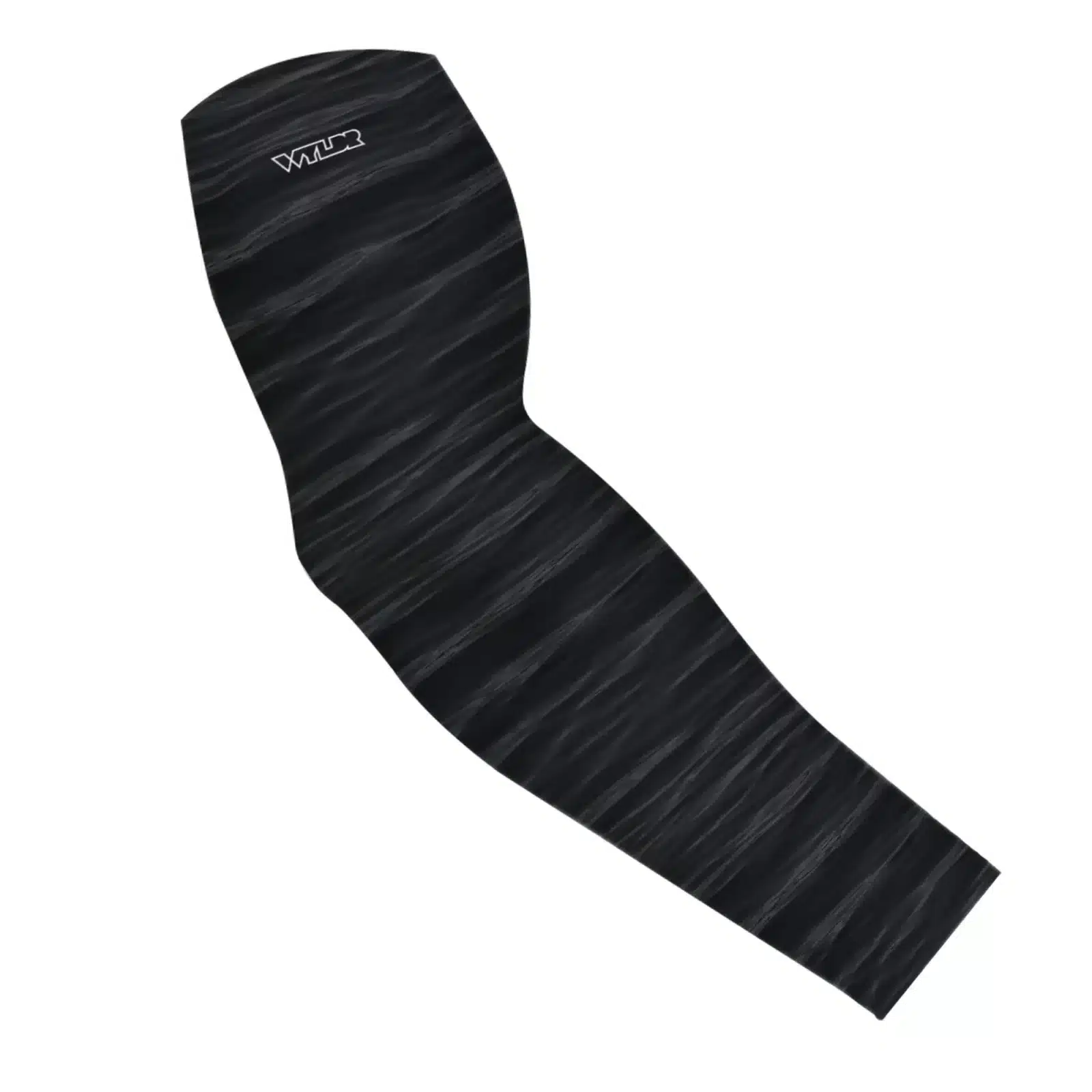 an image of an arm sleeve in a ripple pattern featuring black and gray colors