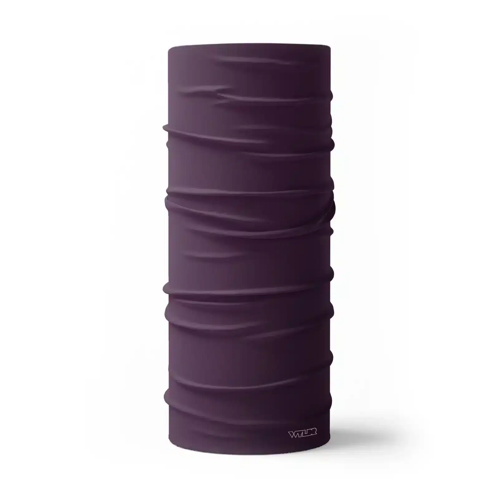 image of a tubular neck gaiter in a solid color called vine, or a deep purple.